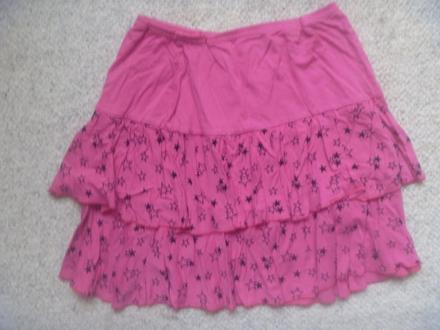 Růžová sukně s hvězdičkami a kanýrky vel. 122, 122
