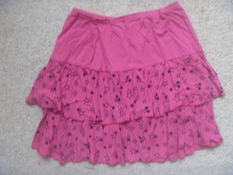 Růžová sukně s hvězdičkami a kanýrky vel. 122, 122