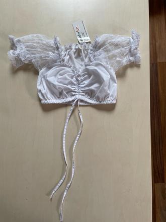 Nový krajkový crop top, vel s, dress for fun, s