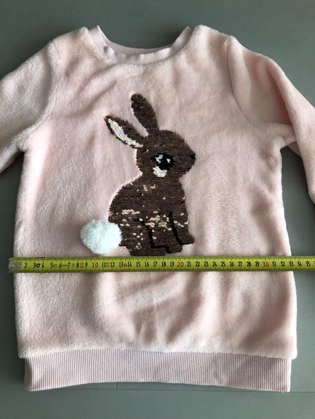 Mikina zajíček flitry růžová bambulka 110-116cm, h&m,110