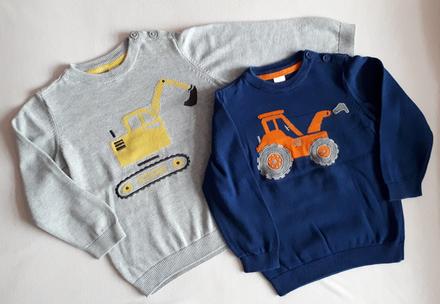 2x svetřík - bagr a traktor, vel.92, zn.baby club, baby club,92