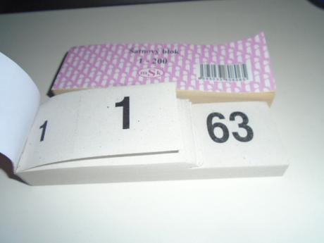 Šatní lístky tombola šatnový blok 2x,
