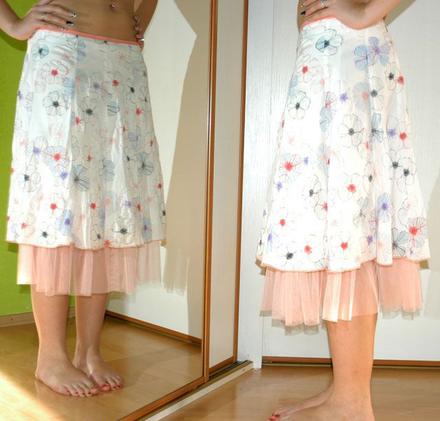 Sukně letní s květy a tylem, 38
