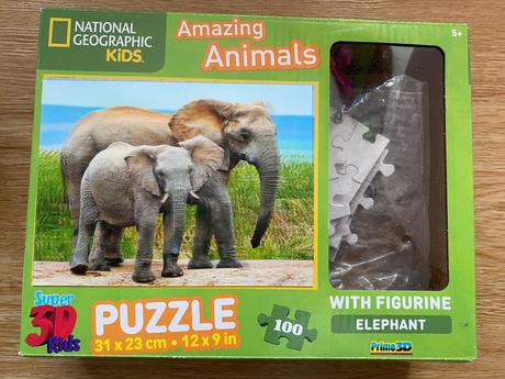 National geographic 3d puzzle - sloni, lev,