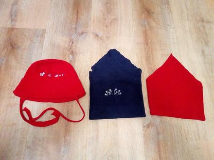 3x fleesová čepice (klobouček, šátek) vel cca 50, 116