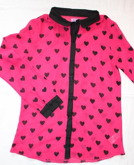 Ad110. šifónová košile s srdíčky 13-14 let, f&f,164