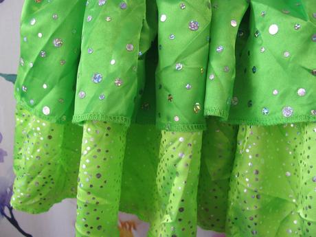 Krásná saténová žluto zelená sukně s flitry, 116