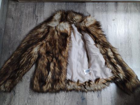 Chlupatá kožíšková bunda h&m vel xs/s, h&m,xs