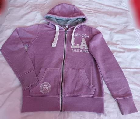 Fialová mikina na zip s kapucí, s