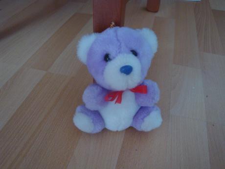 Plyšák medvídek - fialovo-bílý, 