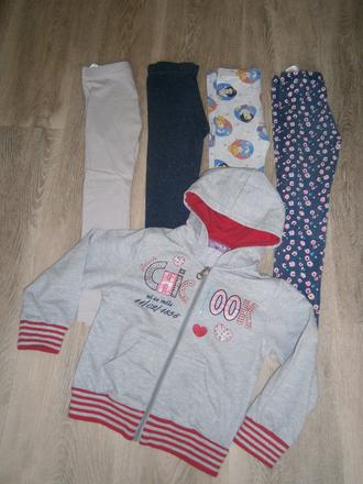 4x legíny a mikina vel. 110-116, 104–116