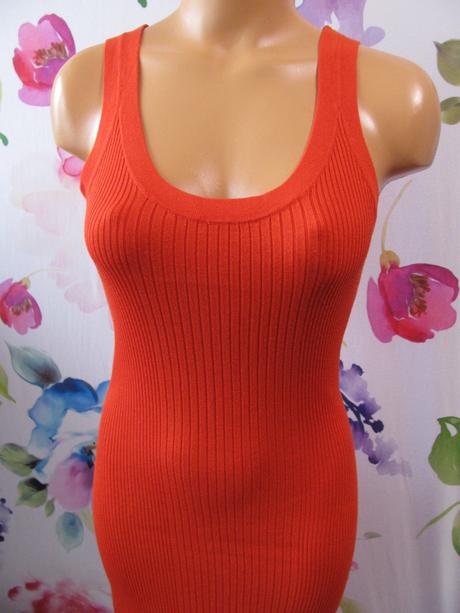 Oranžové přiléhavé midi šaty z pleteniny h&m, h&m,s