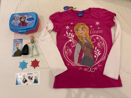 Tričko s motivem anny a elsy (velikost 122) + krab, disney,122