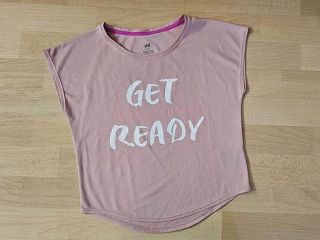 Tričko dívčí s kr.rukávem sv.růžové hm sport, h&m,134