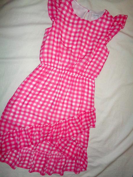 Luxusní bílorůžové volánové šaty, bluezoo,134