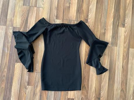 Off-shoulder minišaty s asymetrickým rukávem, vel, m