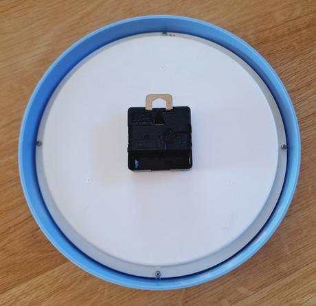 Hodiny dětské, průměr 25 cm, na 1 tužkovou, modré,