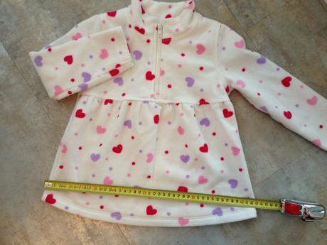 Mikina tunika srdíčka bílá ff 4-5let flauš hřejivá, f&f,110