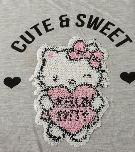 Dívčí triko dlouhý rukáv šedé hello kitty sanrio, sanrio,158