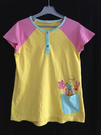 Žluté triko s kapsičkou, 140