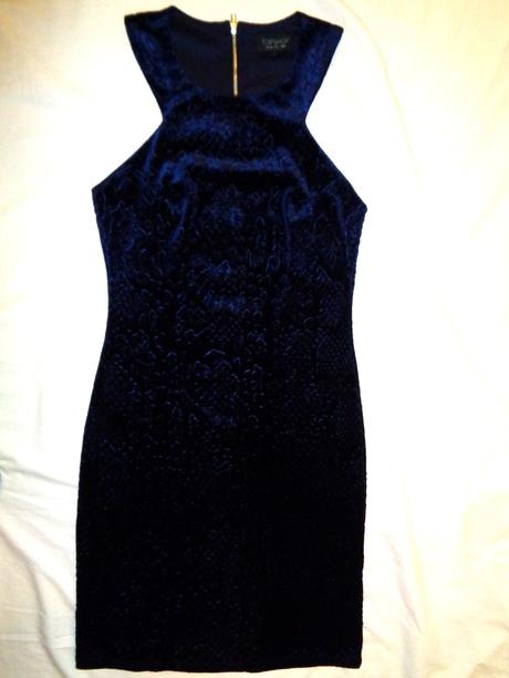 Luxusní modrofialové sametové šaty se vzorem uk8, topshop,36 / 164 / 170 / s