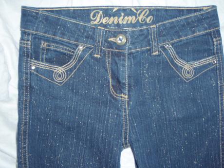 Luxusní delší riflové-stříbrné tříčtvrťáky, denim co,158