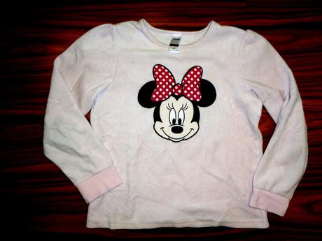 Růžová sametová mikina s vyšitou minnie, disney,134