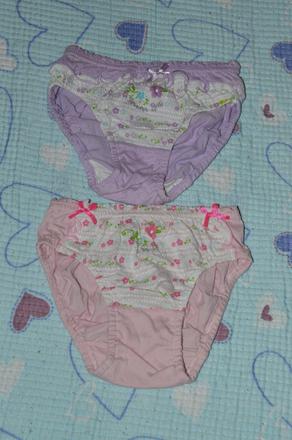 2x spodní dívčí kalhotky, bavlněné, 104