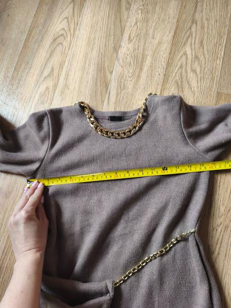 Hnědé lila svetrové šaty 146-158, 152