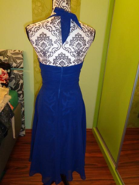 Luxusní tmavě modré společenské šaty, 36