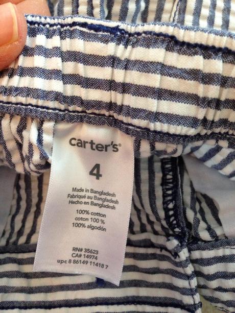 Kraťasy šortky modrobílá carters vel. 4roky unisex, carter's,104