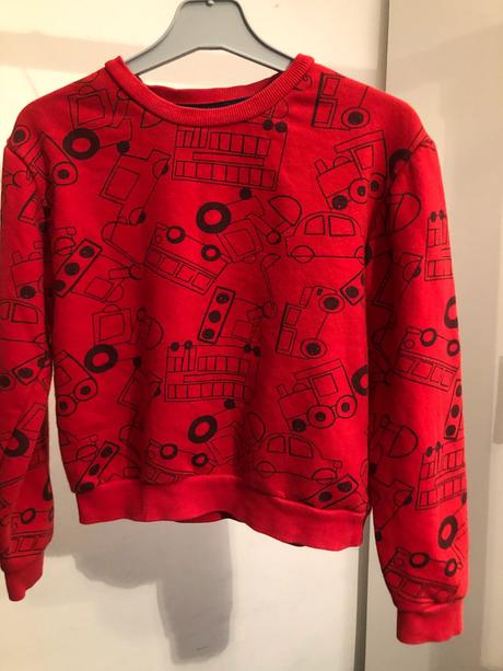 Červená mikina s autíčky, 122