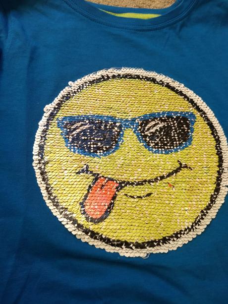 Triko s reverzním flitrovým smajlíkem, dopodopo,128