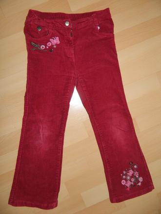 Červené manžestrové kalhoty vel. 122, 122