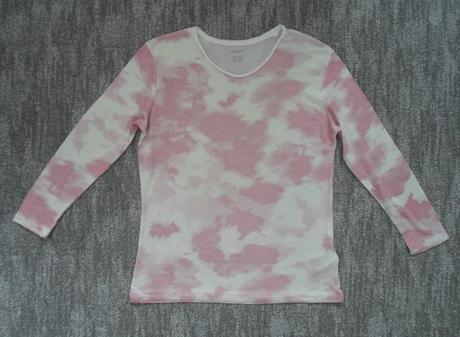 Růžové bílé tričko triko 3/4 rukáv, esmara,m