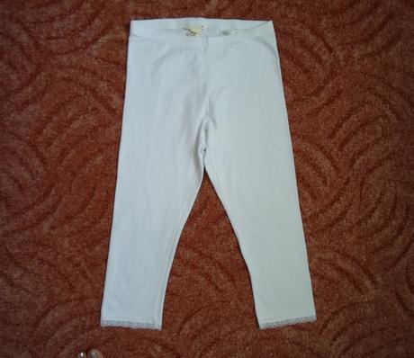 Bílé 3/4 legíny s krajkou, h&m,158