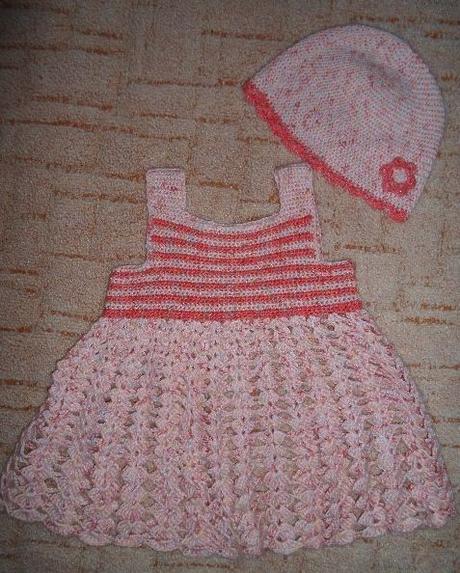 Růžové háčkované šaty šatičky tunika čepička, 92