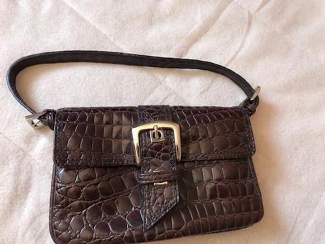 Mango hneda kroko leskla taska mala, mango