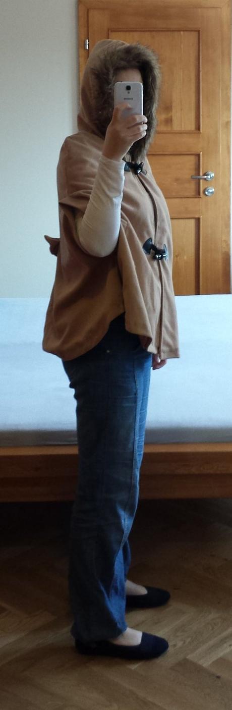 K13	dámské elegantní pončo s kapucí, s