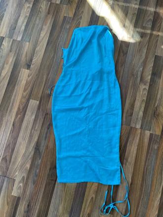 Nové modré satén šaty se šněr., vel l, l