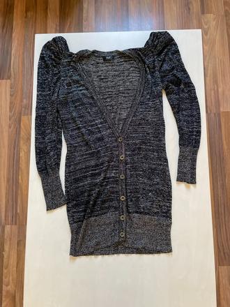 Delší propínací svetřík se stříbrnou nití, vel m i, f&f,m