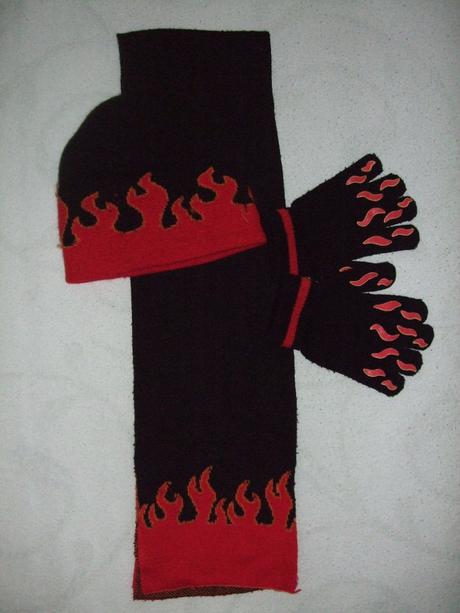 Čepice + rukavice + šála fire (4-8 let), cherokee,104