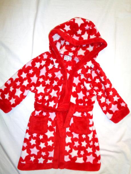Měkoučký červený flízový župan s hvězdičkami, miniclub,92