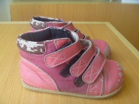 Růžové barefoot koženkové kotníčkové boty vel. 25, 25