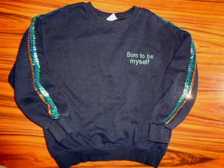 Luxusní tmavě modrá mikina s flitry, zara,140