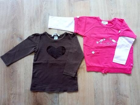 2 x tričko dlouhý rukáv, ham, okay, h&m,92