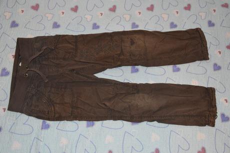 128 134 lehce oteplené hnědé plátěné kalhoty, h&m,128