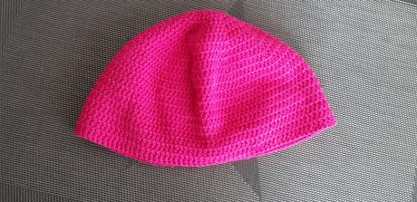 Dětská háčkovaná růžová čepice jaro-podzim 1-2r, 86