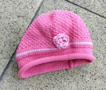 Bavlněná čepička / čepice růžová s kytičkou, 74