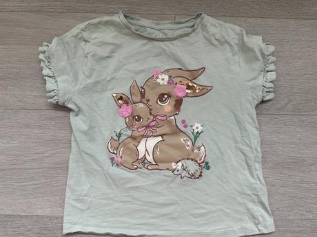 Dívčí zelené tričko, králíčci, vel. 128, c&a,128